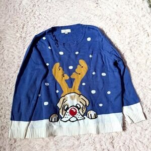Ugly Christmas Sweater Bulldog Dog Mom Festive Holiday Sweater Womens 2X Classic